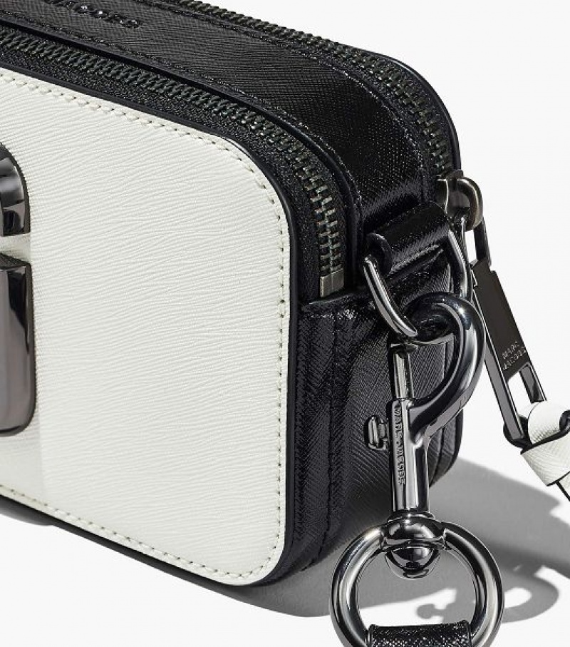 Black / White Women's Marc Jacobs The Bi-Color Snapshot Crossbody Bags | 14326CWRK