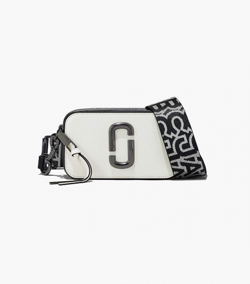 Black / White Women\'s Marc Jacobs The Bi-Color Snapshot Crossbody Bags | 14326CWRK