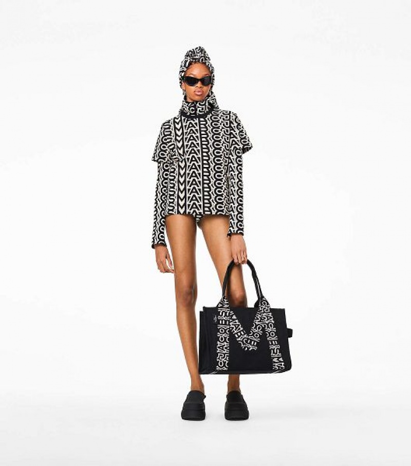 Black / White Women's Marc Jacobs The M Large Tote Bags | 53470FGWO