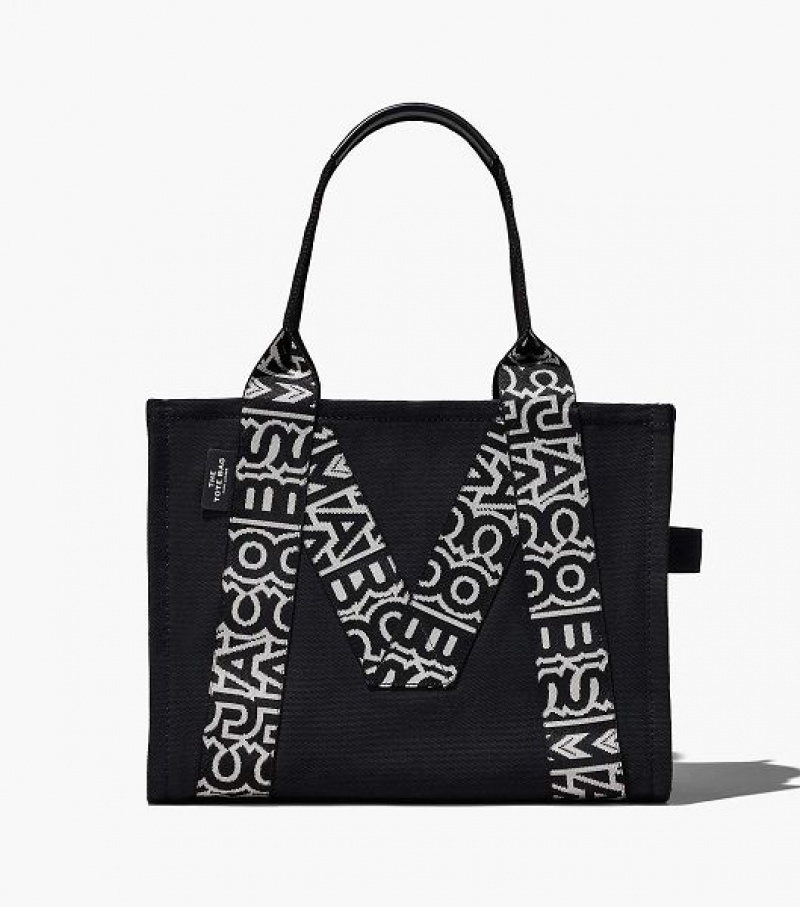 Black / White Women\'s Marc Jacobs The M Large Tote Bags | 53470FGWO