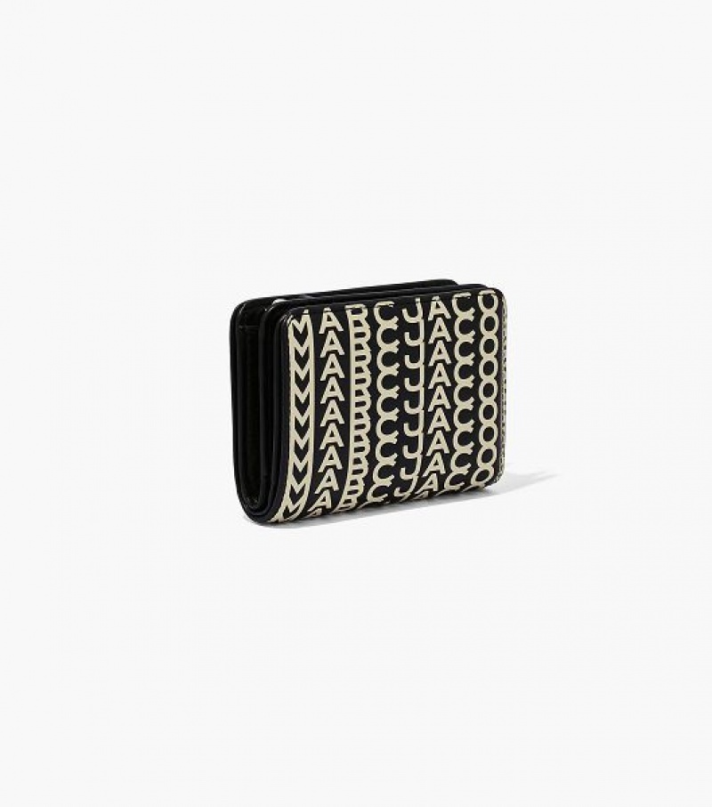 Black / White Women's Marc Jacobs The Monogram Mini Compact Wallets | 87239SOKM