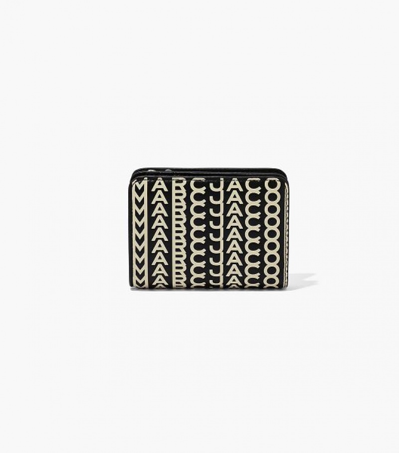 Black / White Women\'s Marc Jacobs The Monogram Mini Compact Wallets | 87239SOKM