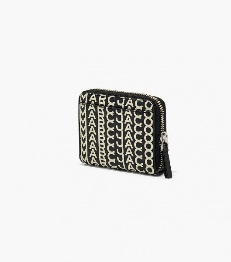 Black / White Women's Marc Jacobs The Monogram Leather Zip Around Wallets | 91786UPSQ