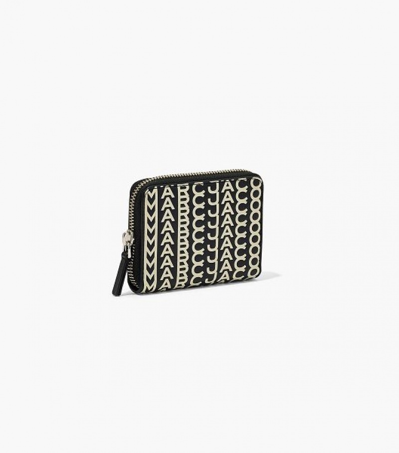 Black / White Women's Marc Jacobs The Monogram Leather Zip Around Wallets | 91786UPSQ