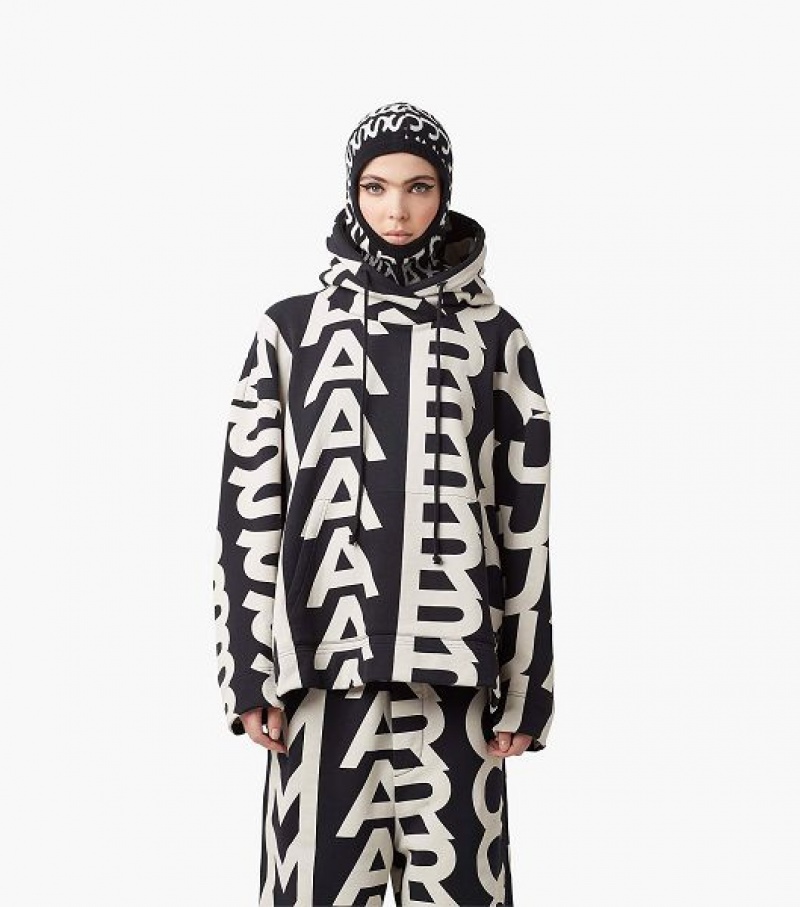 Black / White Women's Marc Jacobs The Monogram Oversized Hoodie | 84053VQAJ