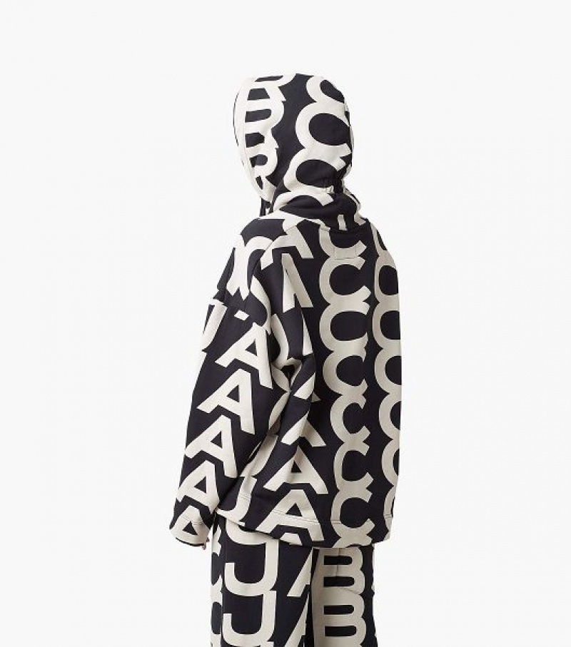 Black / White Women's Marc Jacobs The Monogram Oversized Hoodie | 84053VQAJ