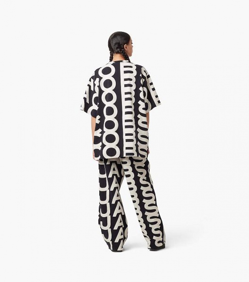 Black / White Women's Marc Jacobs The Monogram Oversized Sweats Pants | 17953ZGJO