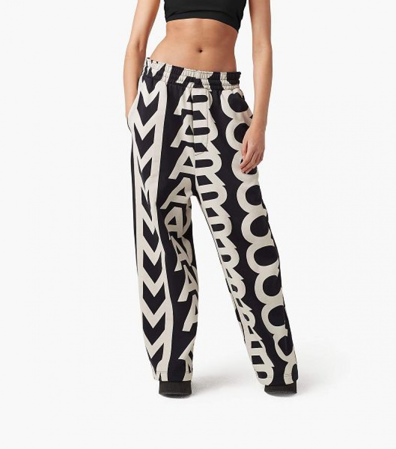 Black / White Women's Marc Jacobs The Monogram Oversized Sweats Pants | 17953ZGJO