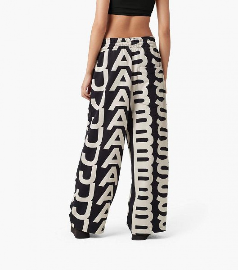 Black / White Women's Marc Jacobs The Monogram Oversized Sweats Pants | 17953ZGJO