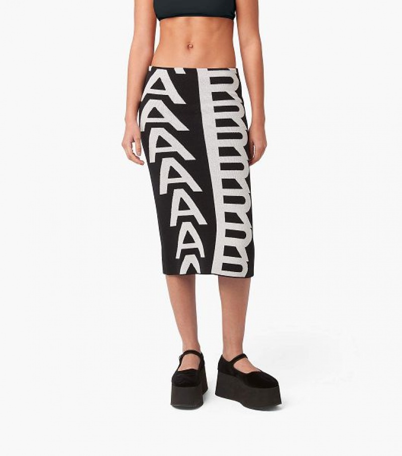 Black / White Women's Marc Jacobs The Monogram Knit Tube Skirts | 54670LSXH