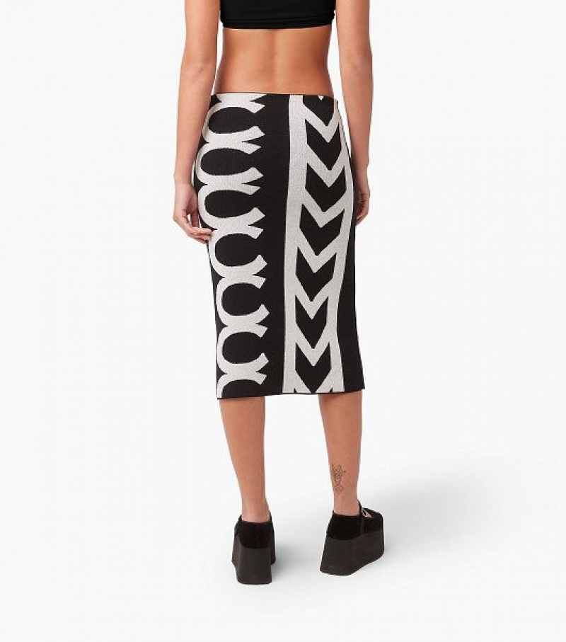 Black / White Women's Marc Jacobs The Monogram Knit Tube Skirts | 54670LSXH