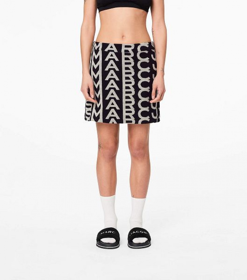 Black / White Women's Marc Jacobs The Monogram Terry Skirts | 84972TBVU