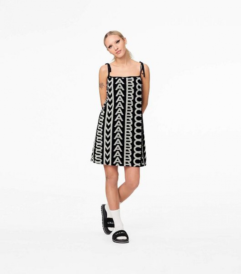 Black / White Women's Marc Jacobs The Monogram Terry Apron Dress | 49052HASZ