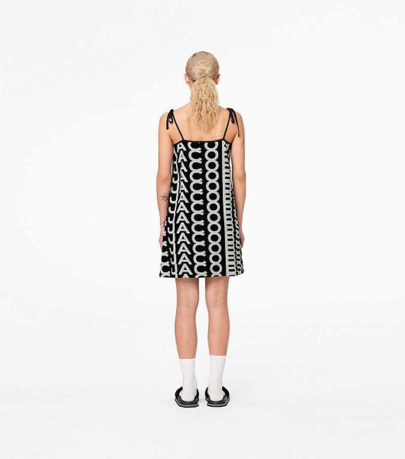 Black / White Women's Marc Jacobs The Monogram Terry Apron Dress | 49052HASZ