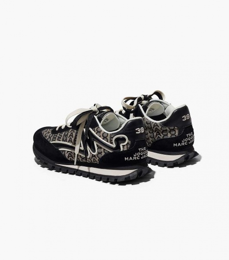 Black / White Women's Marc Jacobs The Monogram Jogger Sneakers | 73450ZJCR