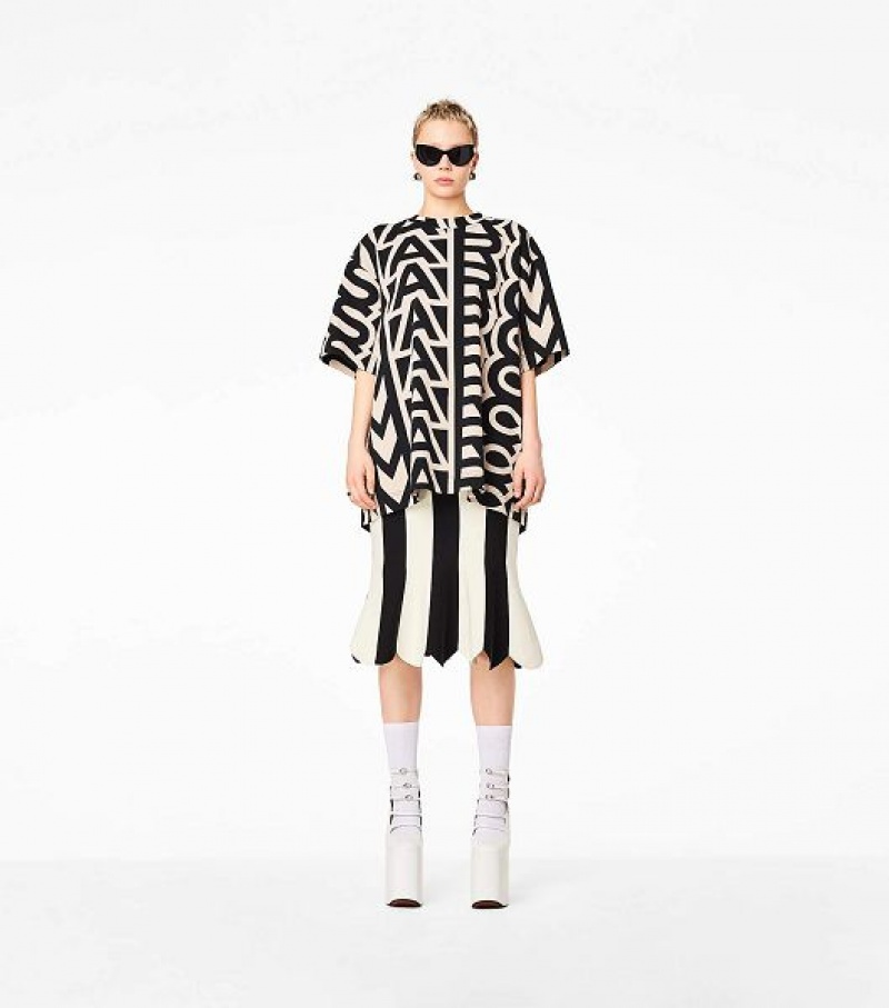 Black / White Women's Marc Jacobs The Scuba Stripe Skirts | 59461NXKD