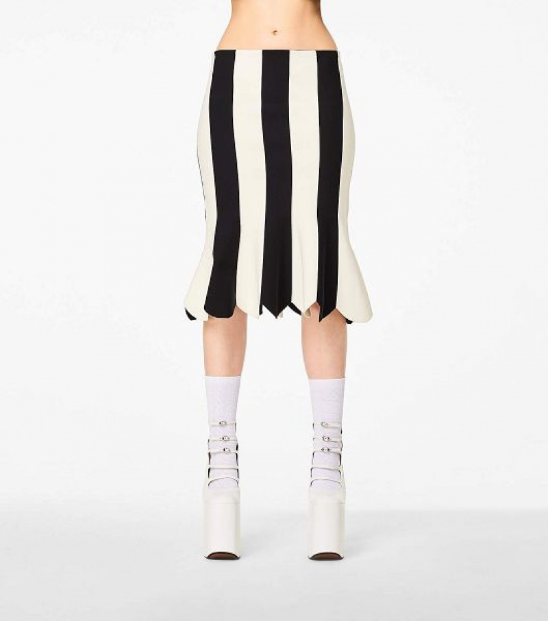 Black / White Women's Marc Jacobs The Scuba Stripe Skirts | 59461NXKD