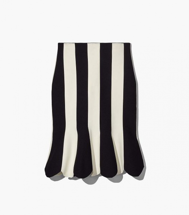 Black / White Women\'s Marc Jacobs The Scuba Stripe Skirts | 59461NXKD