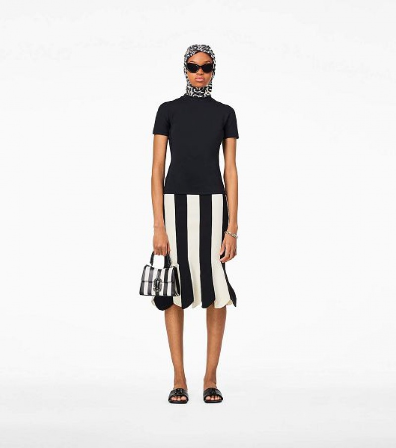 Black / White Women's Marc Jacobs The Striped St. Marc Mini Top Handbag | 53186WVTI