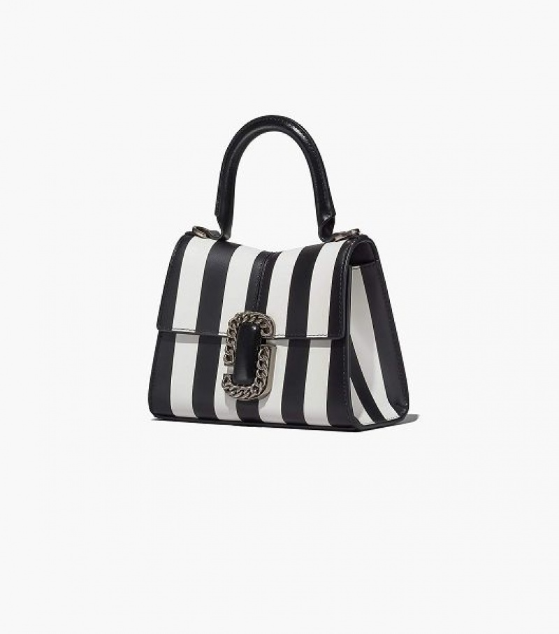 Black / White Women's Marc Jacobs The Striped St. Marc Mini Top Handbag | 53186WVTI