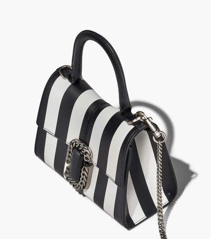 Black / White Women's Marc Jacobs The Striped St. Marc Mini Top Handbag | 53186WVTI