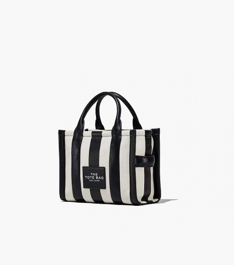 Black / White Women's Marc Jacobs The Striped Small Tote Bags | 90253BIKW