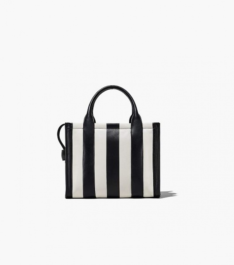 Black / White Women's Marc Jacobs The Striped Small Tote Bags | 90253BIKW