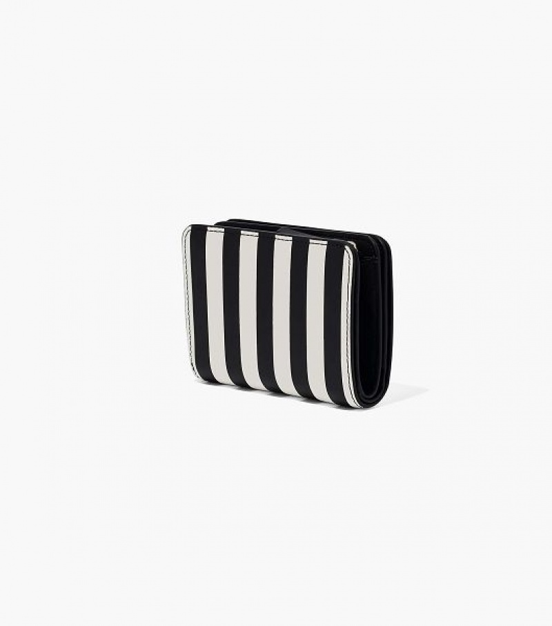 Black / White Women's Marc Jacobs The Striped J Marc Mini Compact Wallets | 64019XNHG