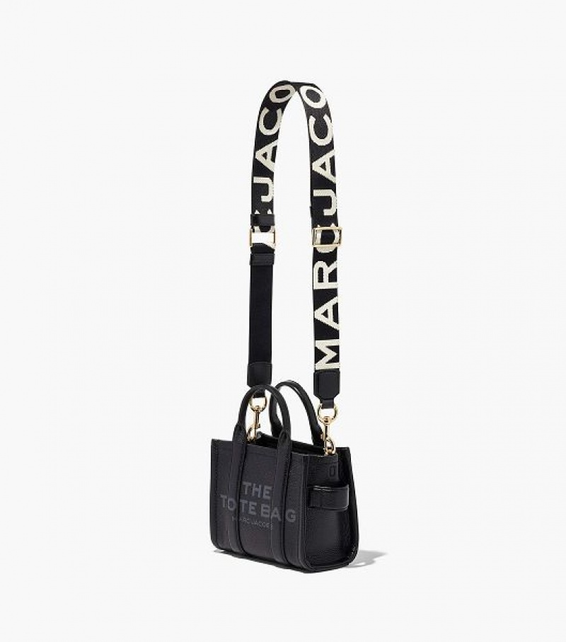 Black / White Women's Marc Jacobs The Thin Logo Webbing Strap | 41376CPUB