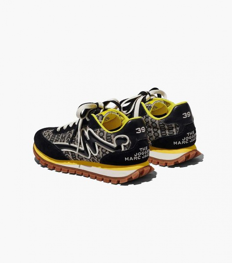 Black / Yellow Women's Marc Jacobs The Monogram Jogger Sneakers | 41037TDGX