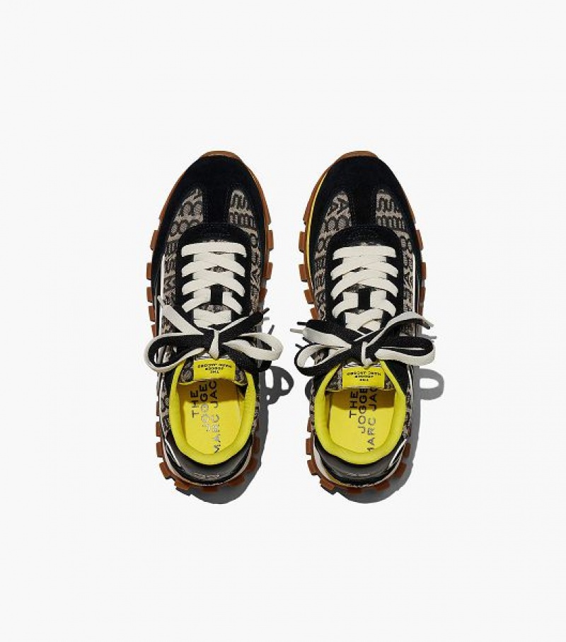 Black / Yellow Women's Marc Jacobs The Monogram Jogger Sneakers | 41037TDGX