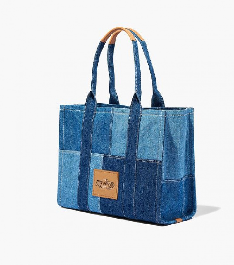 Blue Women's Marc Jacobs The Denim Large Tote Bags | 01279RKWN