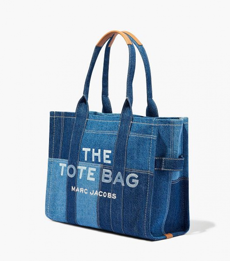 Blue Women's Marc Jacobs The Denim Large Tote Bags | 01279RKWN