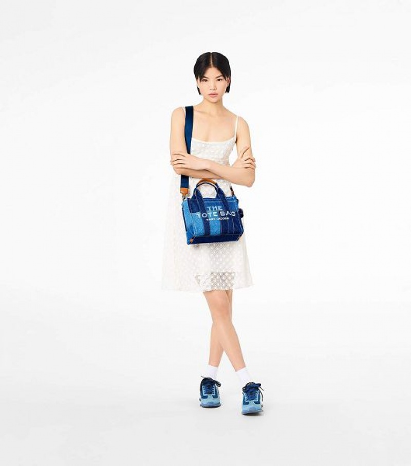 Blue Women's Marc Jacobs The Denim Small Tote Bags | 68715BGZN