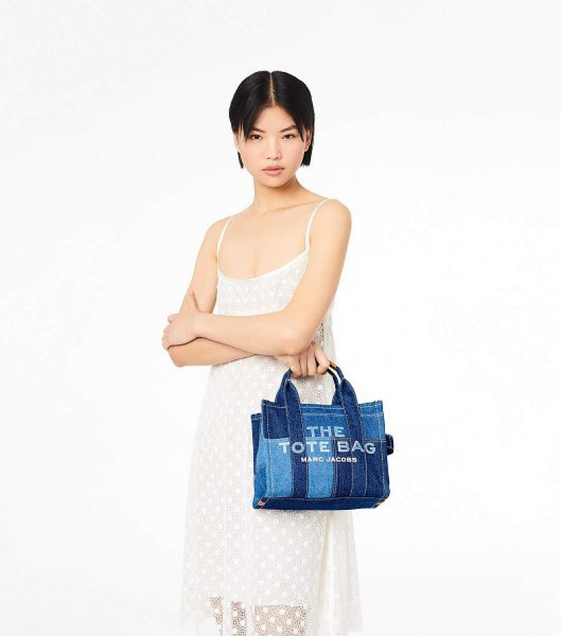 Blue Women's Marc Jacobs The Denim Small Tote Bags | 68715BGZN