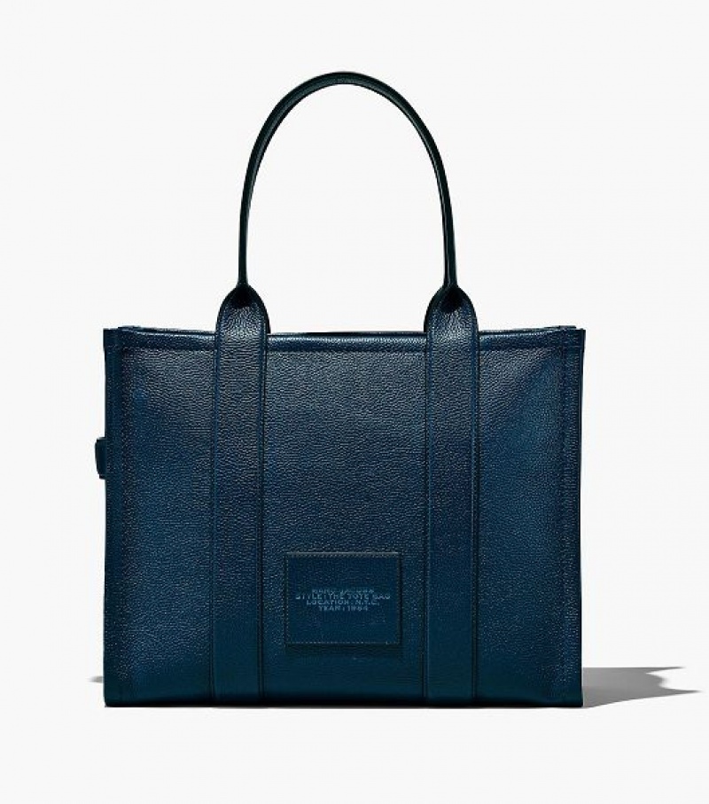 Blue Women's Marc Jacobs The Leather Large Tote Bags | 32061FEHJ