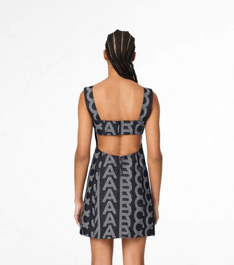 Blue Women's Marc Jacobs The Monogram Denim Cutout Dress | 27381SRYE