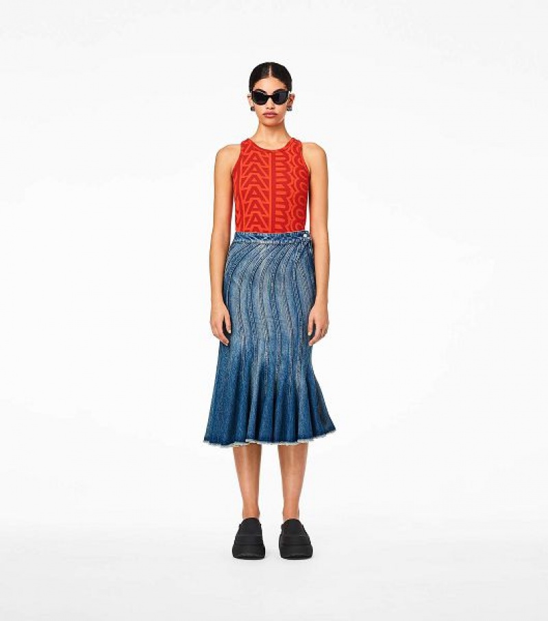 Blue Women's Marc Jacobs The Wave Denim Skirts | 42713XIFS