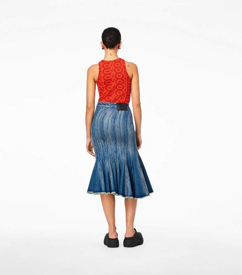 Blue Women's Marc Jacobs The Wave Denim Skirts | 42713XIFS