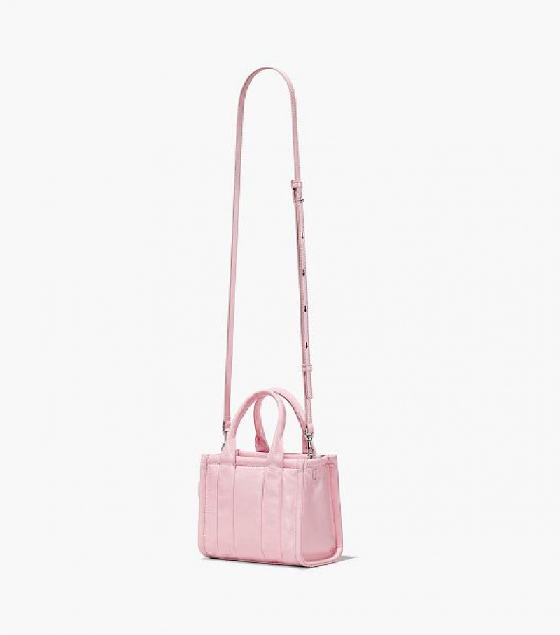 Bubblegum Women's Marc Jacobs The Shiny Crinkle Leather Mini Tote Bags | 75139WCKI