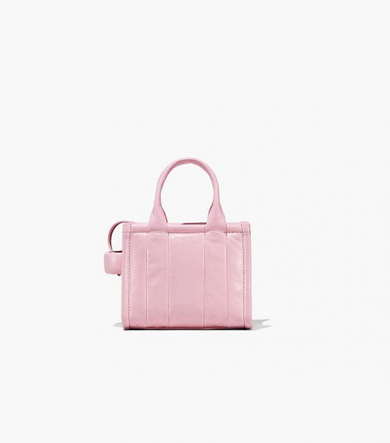 Bubblegum Women's Marc Jacobs The Shiny Crinkle Leather Mini Tote Bags | 75139WCKI