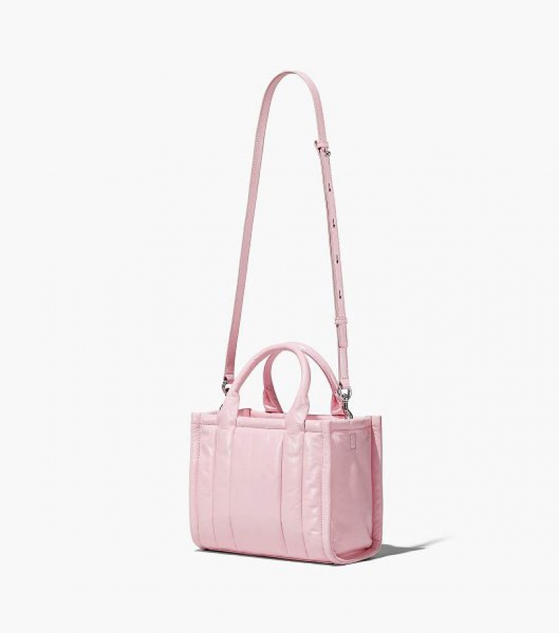 Bubblegum Women's Marc Jacobs The Shiny Crinkle Leather Small Tote Bags | 83746SWIQ