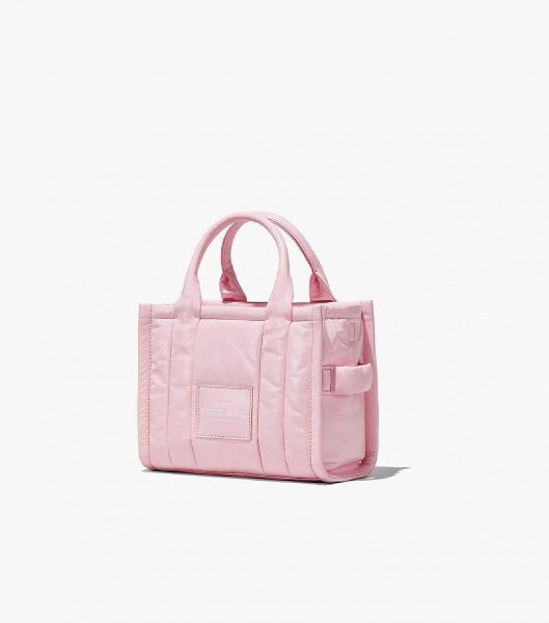 Bubblegum Women's Marc Jacobs The Shiny Crinkle Leather Small Tote Bags | 83746SWIQ