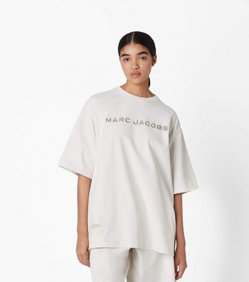 Chalk Women's Marc Jacobs The Big T Shirts | 45078AJHU