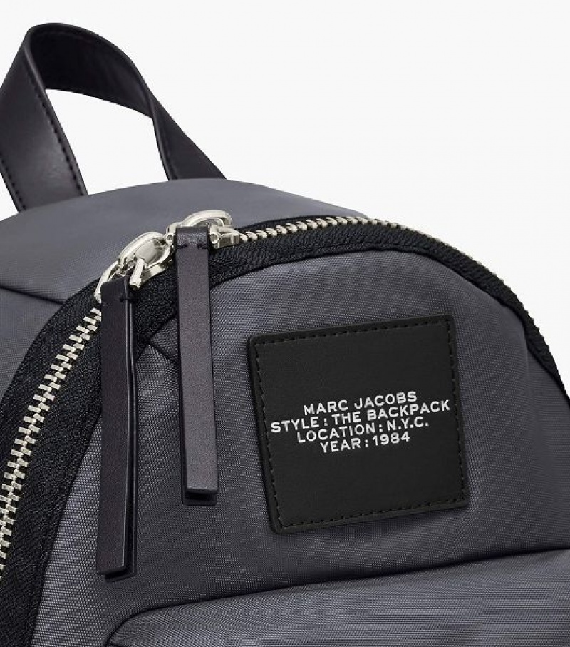 Dark Grey Women's Marc Jacobs The Biker Nylon Medium Backpack | 49831AGRN