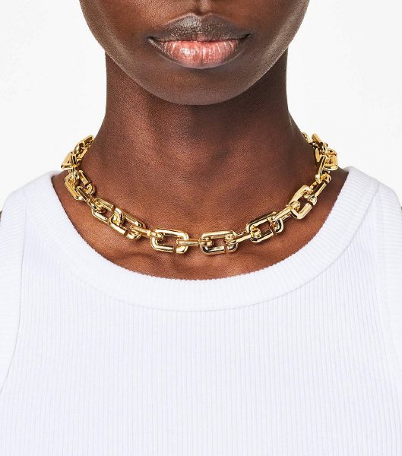 Gold Women's Marc Jacobs The J Marc Chain Link Necklaces | 84296AWJD