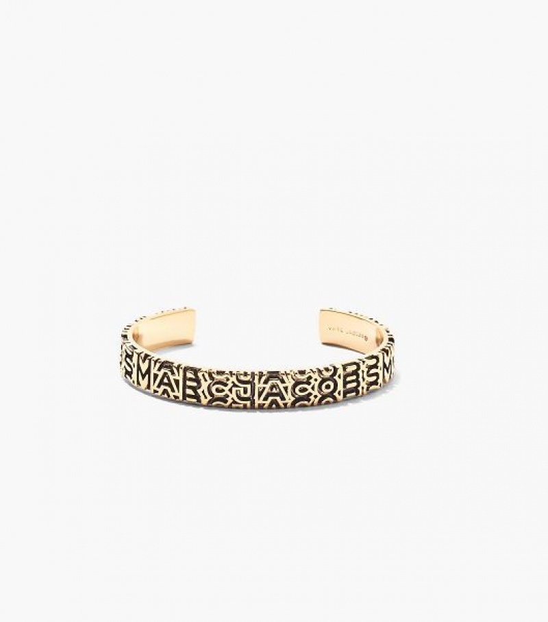 Gold Women\'s Marc Jacobs The Monogram Engraved Bracelets | 16498DGKI