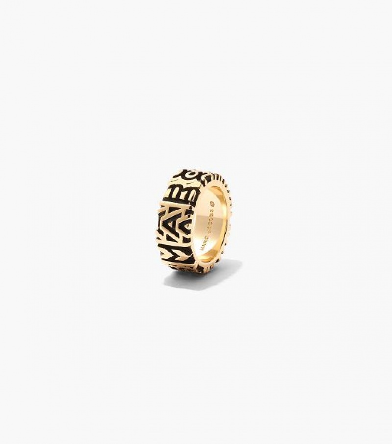 Gold Women's Marc Jacobs The Monogram Engraved Ring | 83456CTPQ