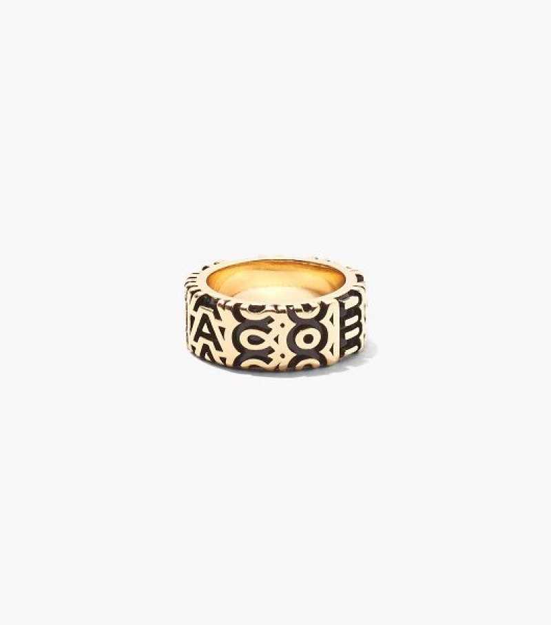 Gold Women's Marc Jacobs The Monogram Engraved Ring | 83456CTPQ