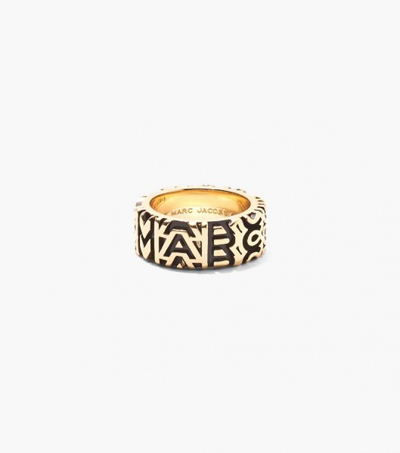 Gold Women\'s Marc Jacobs The Monogram Engraved Ring | 83456CTPQ